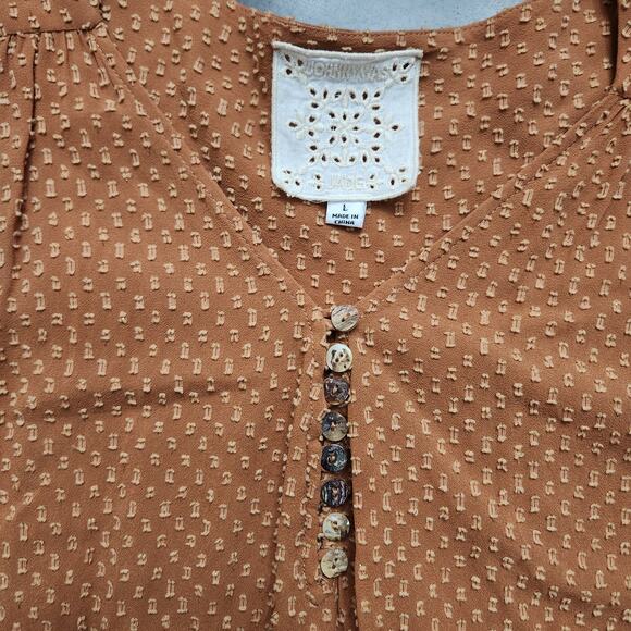 Johnny Was Orange Button Blouse Size Large - Picture 3 of 6